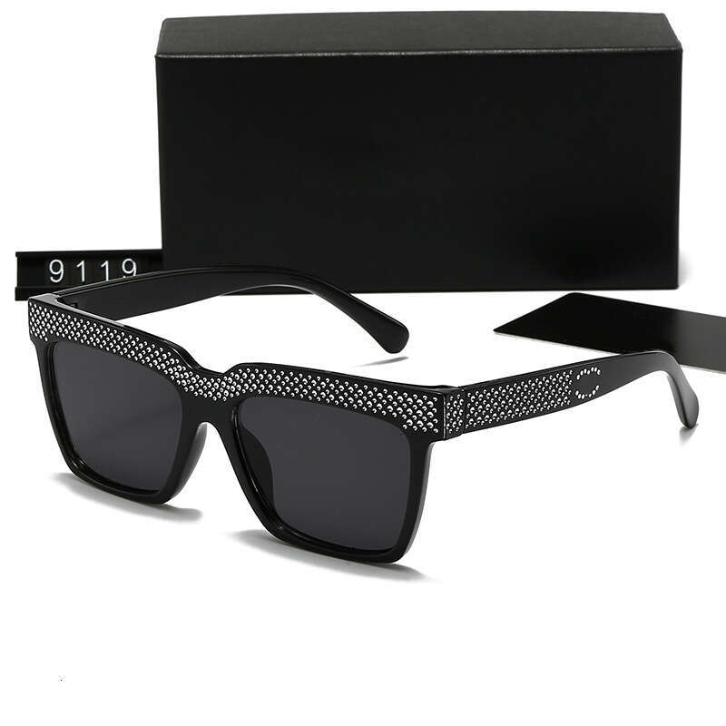 New Trendy Women, Square Large Frame with Rhinestones, Fashionable Sunglasses for Men, Versatile Glasses 9119 c8f