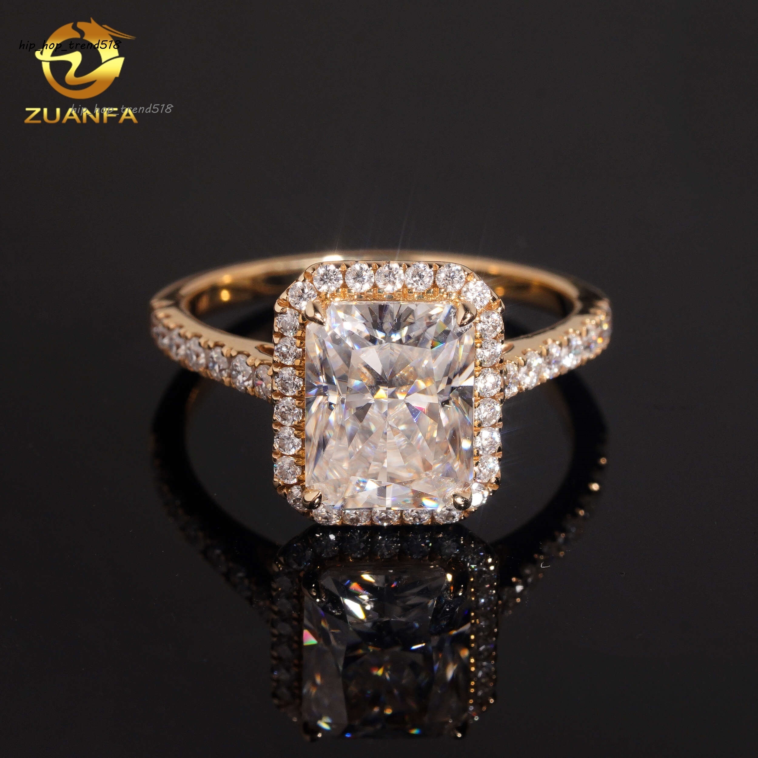 Custom Cluster Radiant Cut Pass Diamond Test 3CT Moissanite Real 10K 14K 18K RoseYellowWhite Gold Wedding Engagement Ring