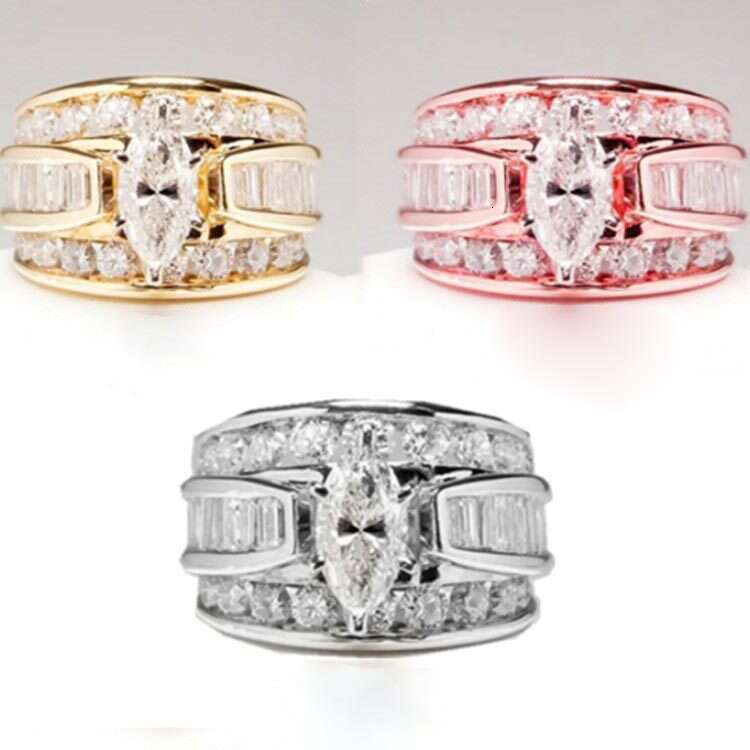 DH collections: 2025 Summer New Electroplated Zircon - inlaid Rings - European and American Fashion Engagement Jewelry