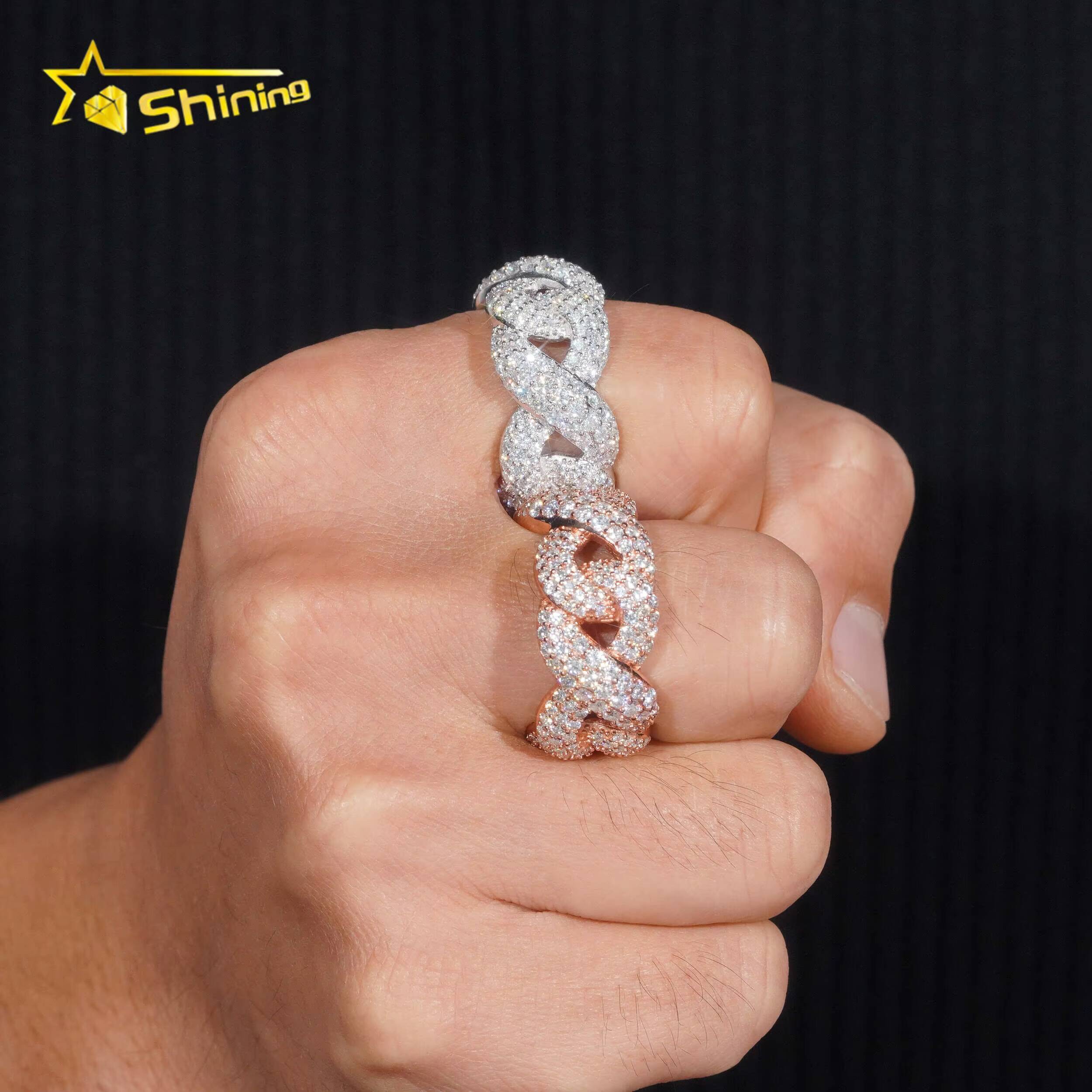 New Style Pass Diamond Tester Hip Hop Jewelry 925 Silver Fully Iced VVS Diamond Infinity Moissanite Cuban Ring