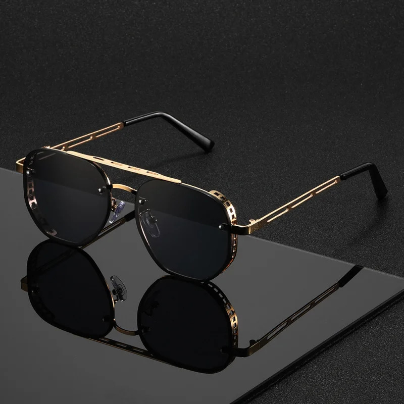 Classic and fashionable doublebeam metal sunglasses highend simple versatile 250828