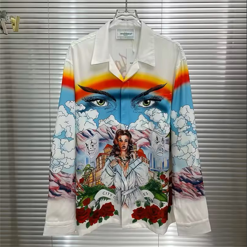 2025 men's printed T-shirt, men's and women's long sleeved shirt, 100% polyester fiber, fashionable and comfortable casual men's