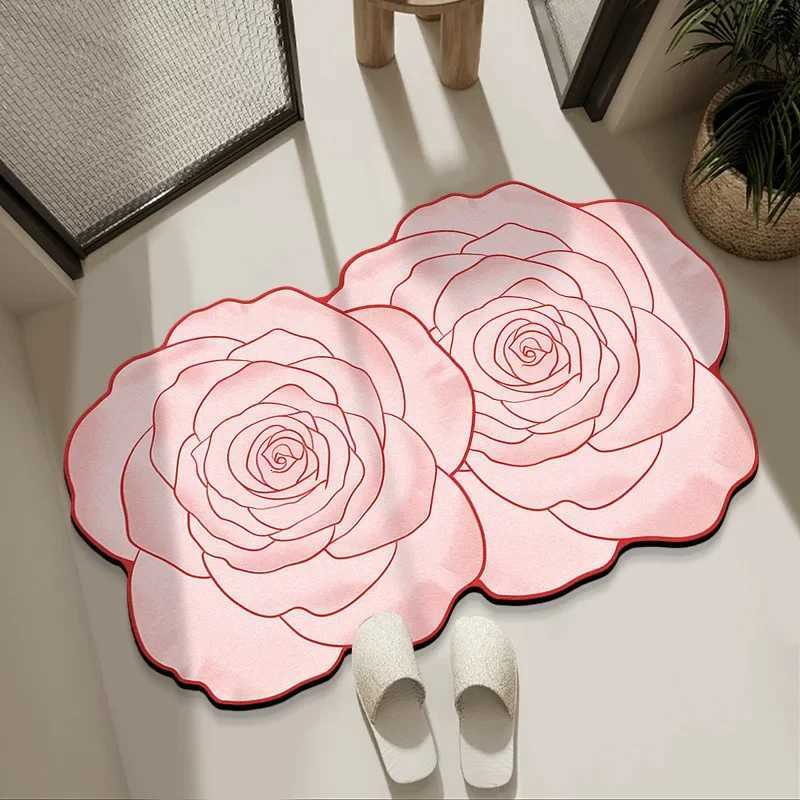 Luxurious Light Luxury French Carpet Bathroom Floor Mat Toilet Sink Door Antislip Mat Dirty and Absorbent Foot Mat Diatom Mud Y251105