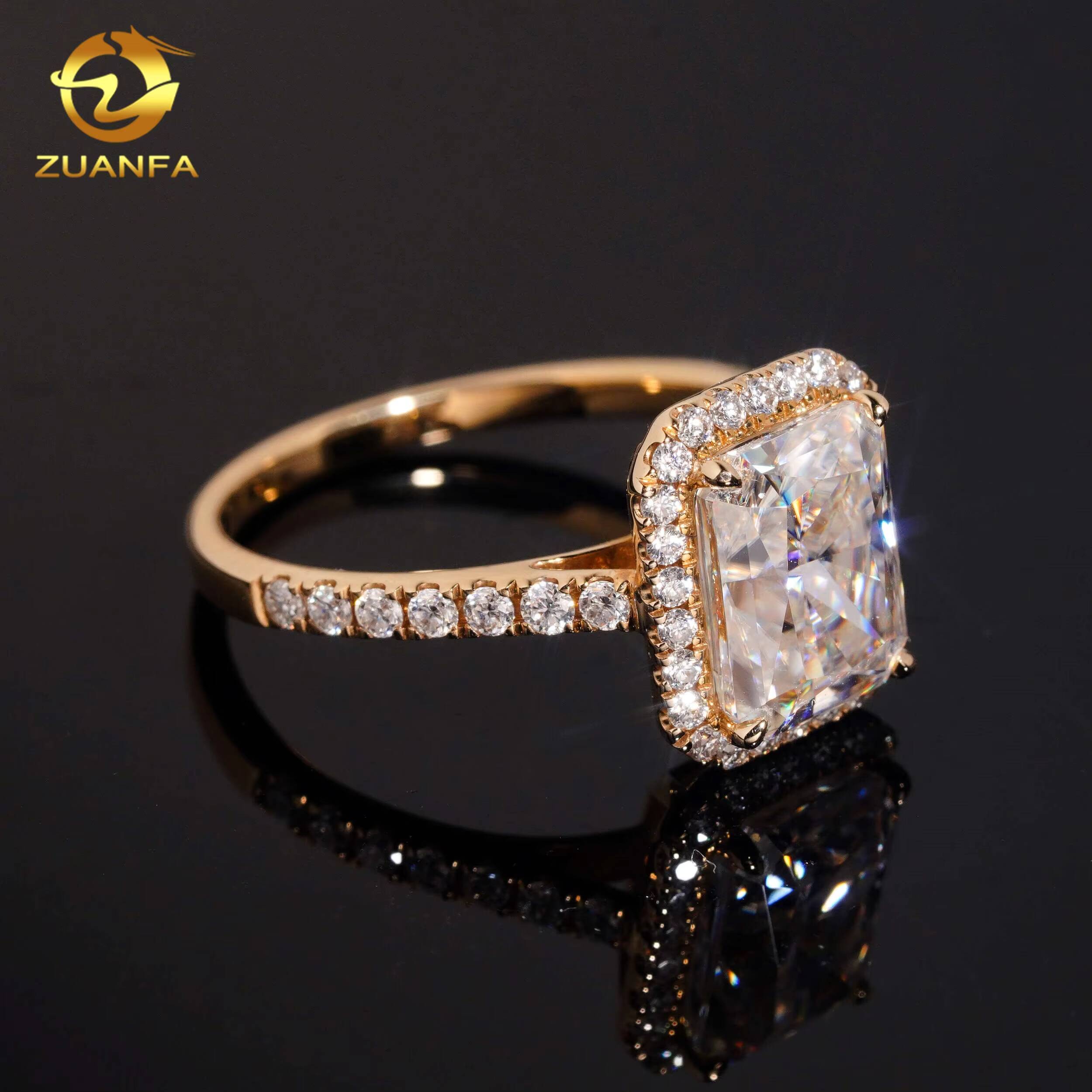 Custom Cluster Radiant Cut Pass Diamond Test 3CT Moissanite Real 10K 14K 18K RoseYellowWhite Gold Wedding Engagement Ring