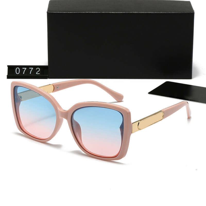 New Men and Women Large Frame Glasses Letter Hollow Internet Celebrity Light Luxury Sunglasses 0772 8d5