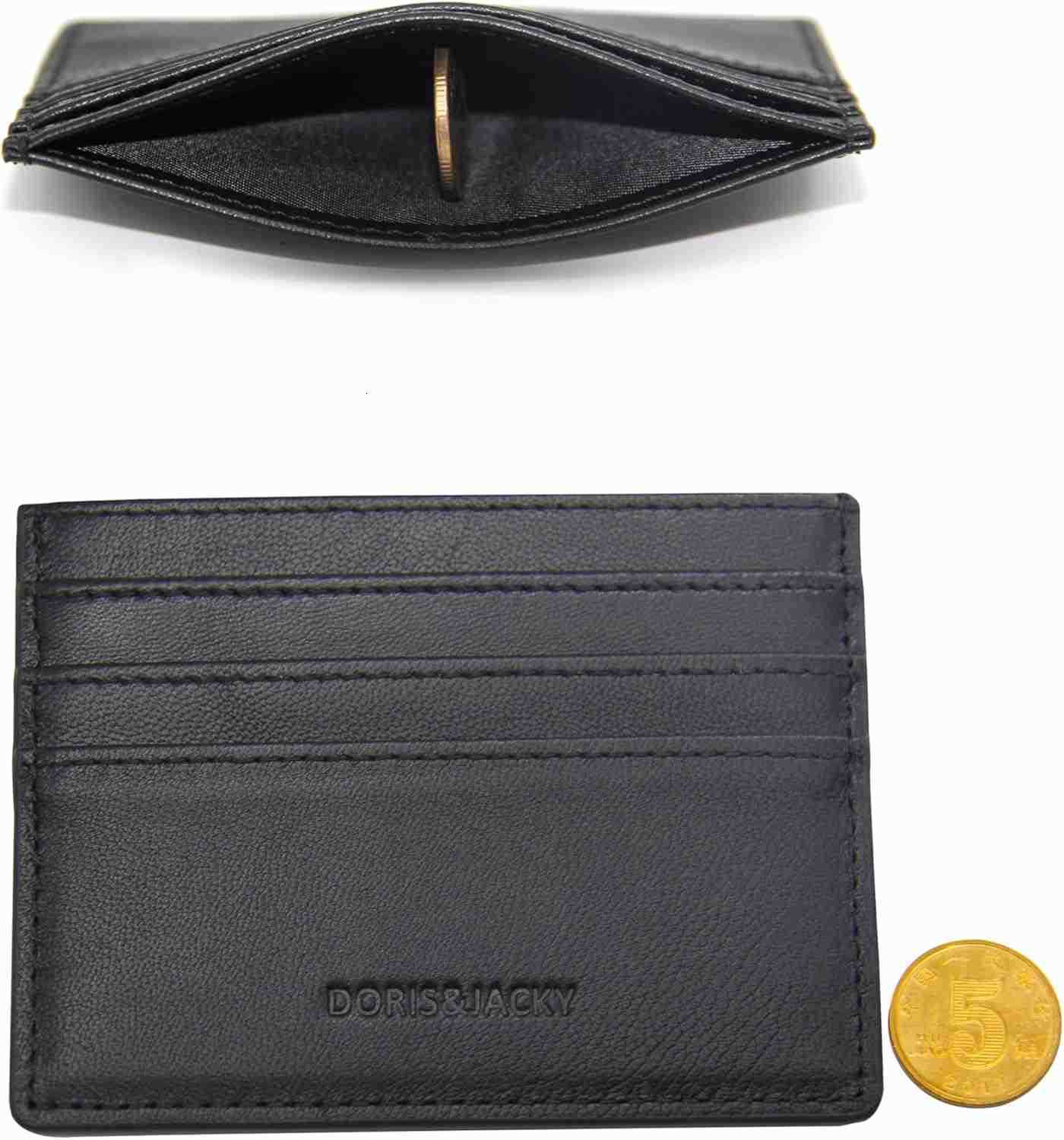 Minimalist Leather Card Holder Wallet Slim Lambskin CARD Case Card Protector 6 Card Slots Thin Business Wallet for Men and WomenDS901Black Z250906