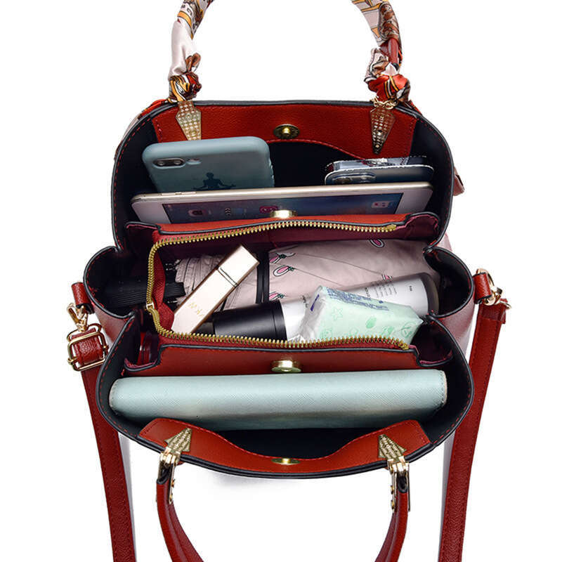 2025 New Summer Crossbody Tote Bag Red Scarf Elegant Handbag for Women Shoulder Bags