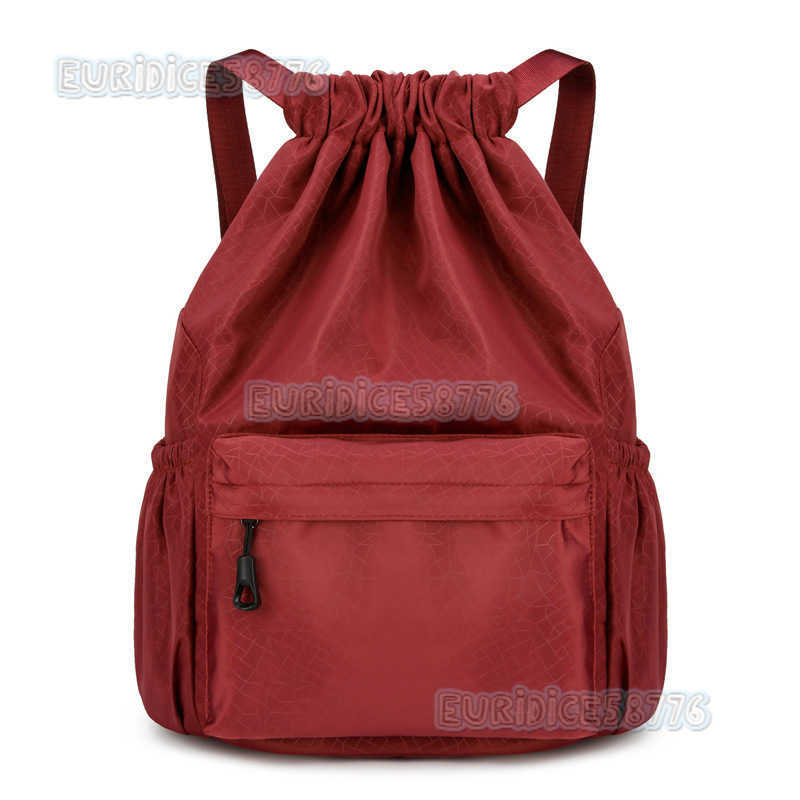 New Womens Drawstring Backpack Solid Color Dark Pattern Drawstring Bag Large Capacity Bucket Bag Gym Bag H250906