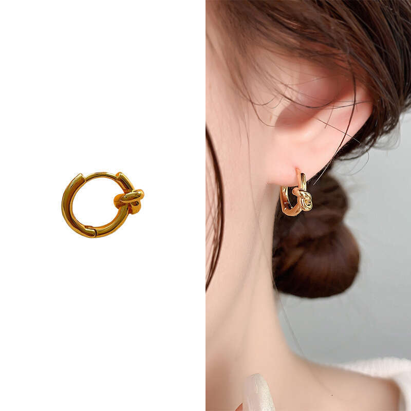 DH collections 2025 Spring: Women's Minimalist Geometric Round shaped Knotted Ear Clips