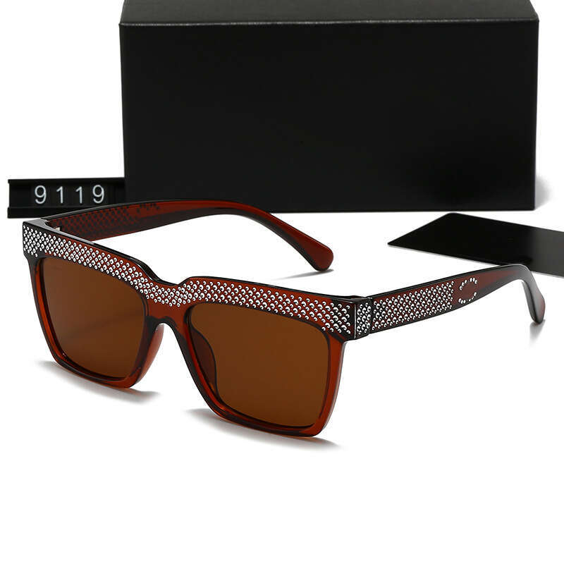 New Trendy Women, Square Large Frame with Rhinestones, Fashionable Sunglasses for Men, Versatile Glasses 9119 c8f