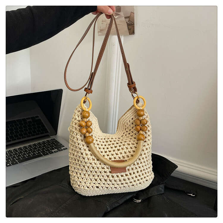Straw Woven Korean Style Imitation Rattan Tote Niche Design Fashion Women's Shoulder Crossbody Bag