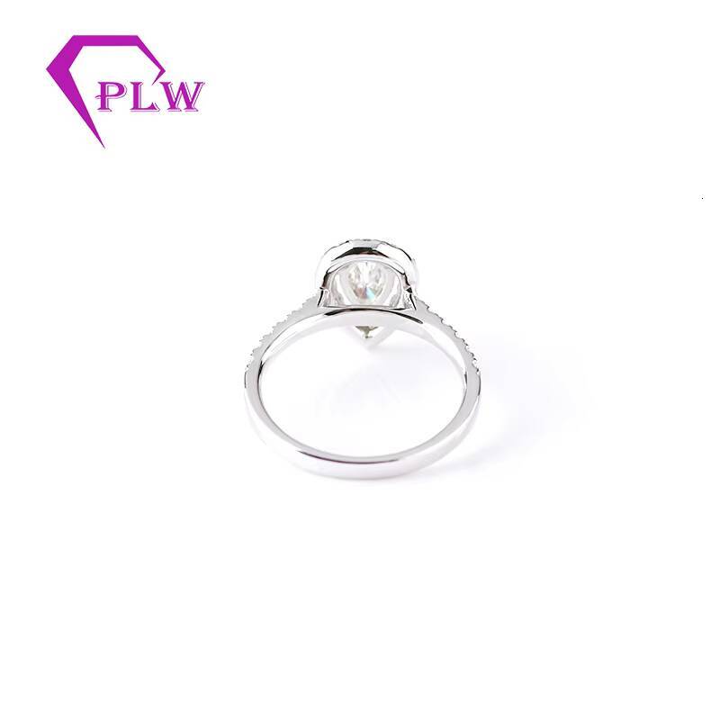 14K White Gold Ring Pear Shape Moissanite 5x7mm Bridal Diamond Halo Women Antique Ring Anniversary Gift for Women Drop Tear