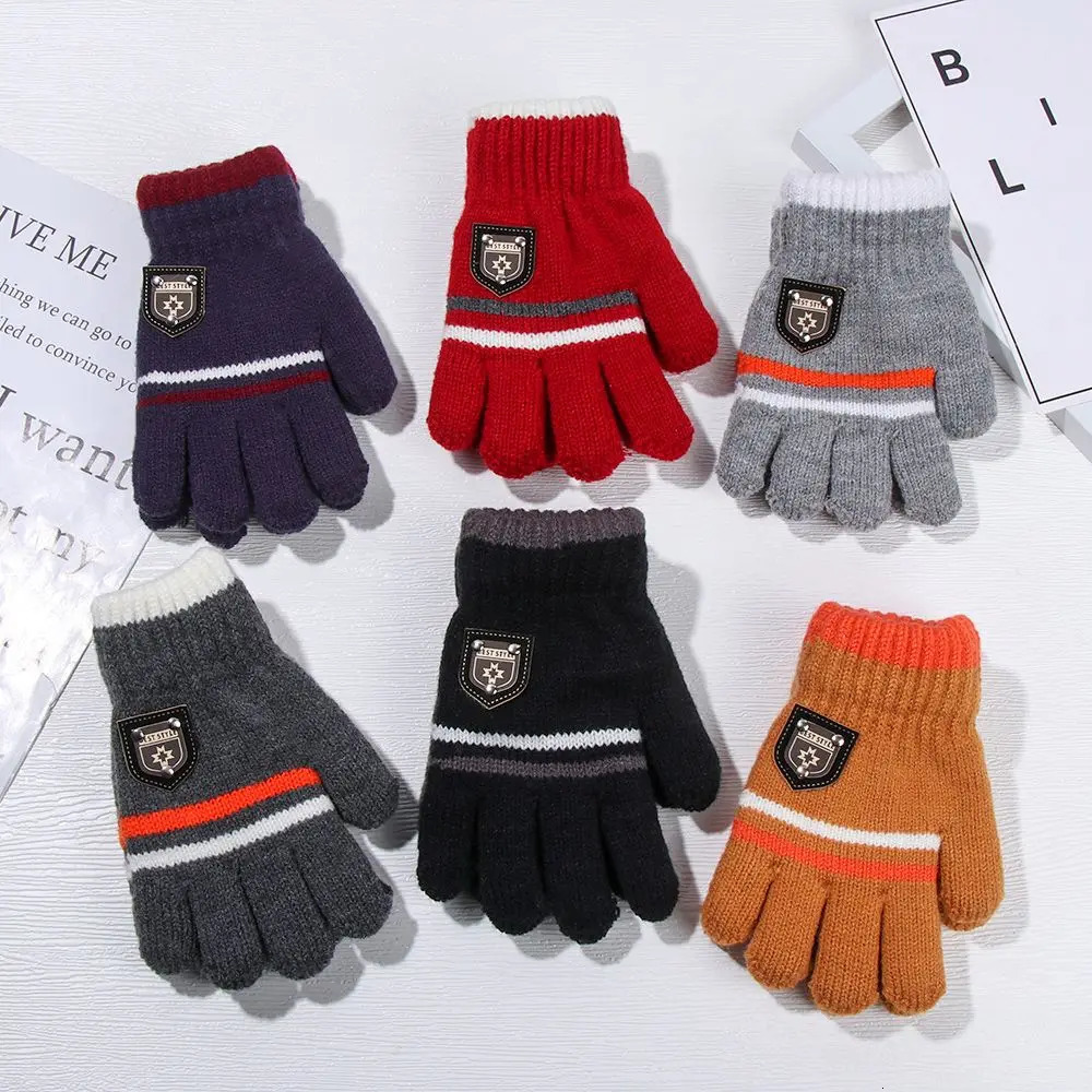 Kids Gloves Winter Full Finger Knitted Soft Children Mittens 612Y Boys Girls Thick Keep Warm Autumn Glove 250905