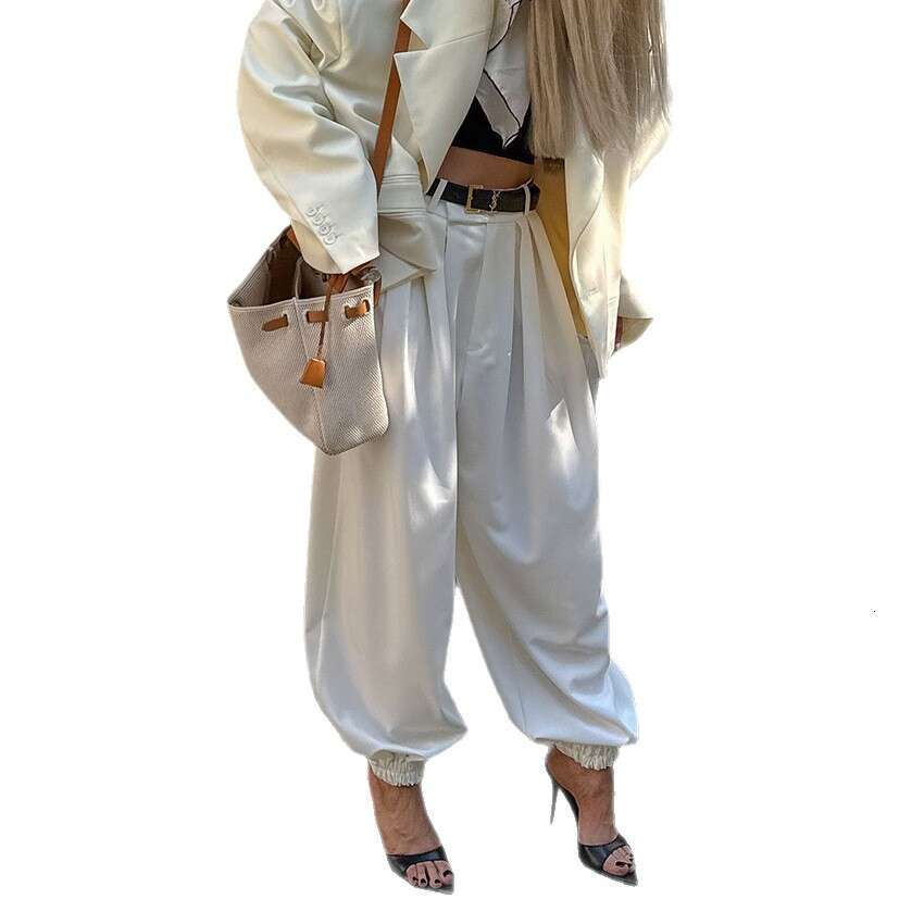 Autumn Winter New Loose Solid Color Colorful Satin Jogger Pants For Women With Design Sense, Elegant And Fashionable Commuting B5