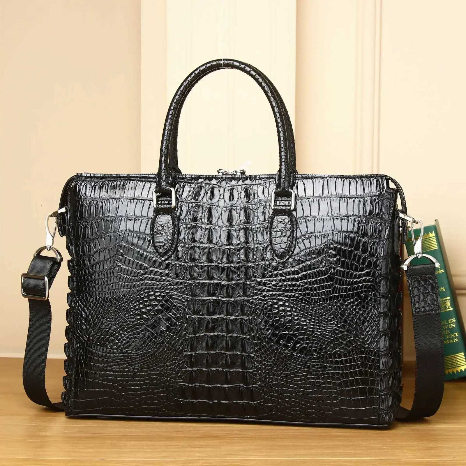 2025 New alligator Laptop Bags Cow Genuine Leather Mens Briefcase Male Handbags Men Messenger 14 Inch Computer Bag Z250906