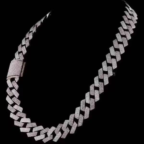 Mens 17mm TwoRow Iced Moissanite Miami Cuban Link Chain VVS1 Diamonds 925 Sterling Silver Heavy Hip Hop Party Necklace Gold