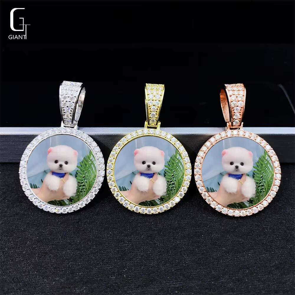 New Trend Hip Hop Jewelry Custom Memorial Photo Moissanite Pendant 925 Silver VVS Iced Out Moissanite 305mm Pendant