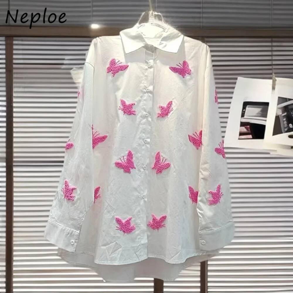 2025 New Simple Bow Embroidered Loose Fit design Women's Clothing Full Match Korean Ethnic Minority Exquisite Shirt Designer Retro Fashion Top