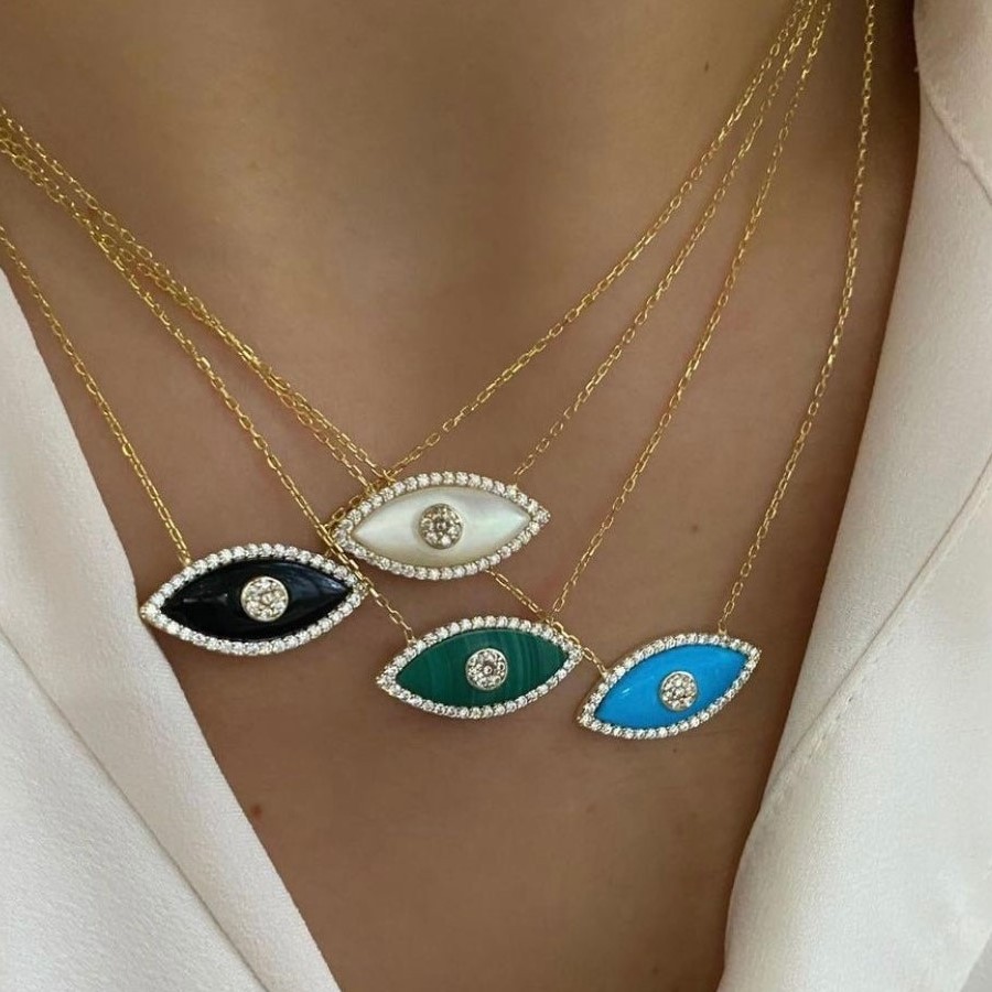 Turkey Gothic Multicolor Enamel Evil Eyes Pendants Necklace for Women Sparkling Rhinestone Zircon Choker Designer Jewelry Gifts