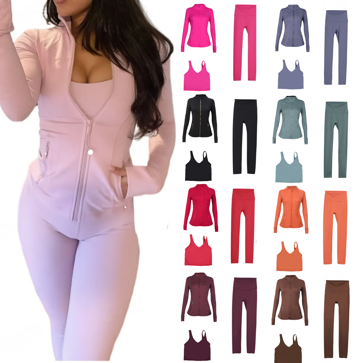 2025 5A top new Women Yoga Sets jackets leggings Fitness sets High Waist Sports Jackets Elastic Sportswear Outfits Tracksuits sets jacket luluity lemones set
