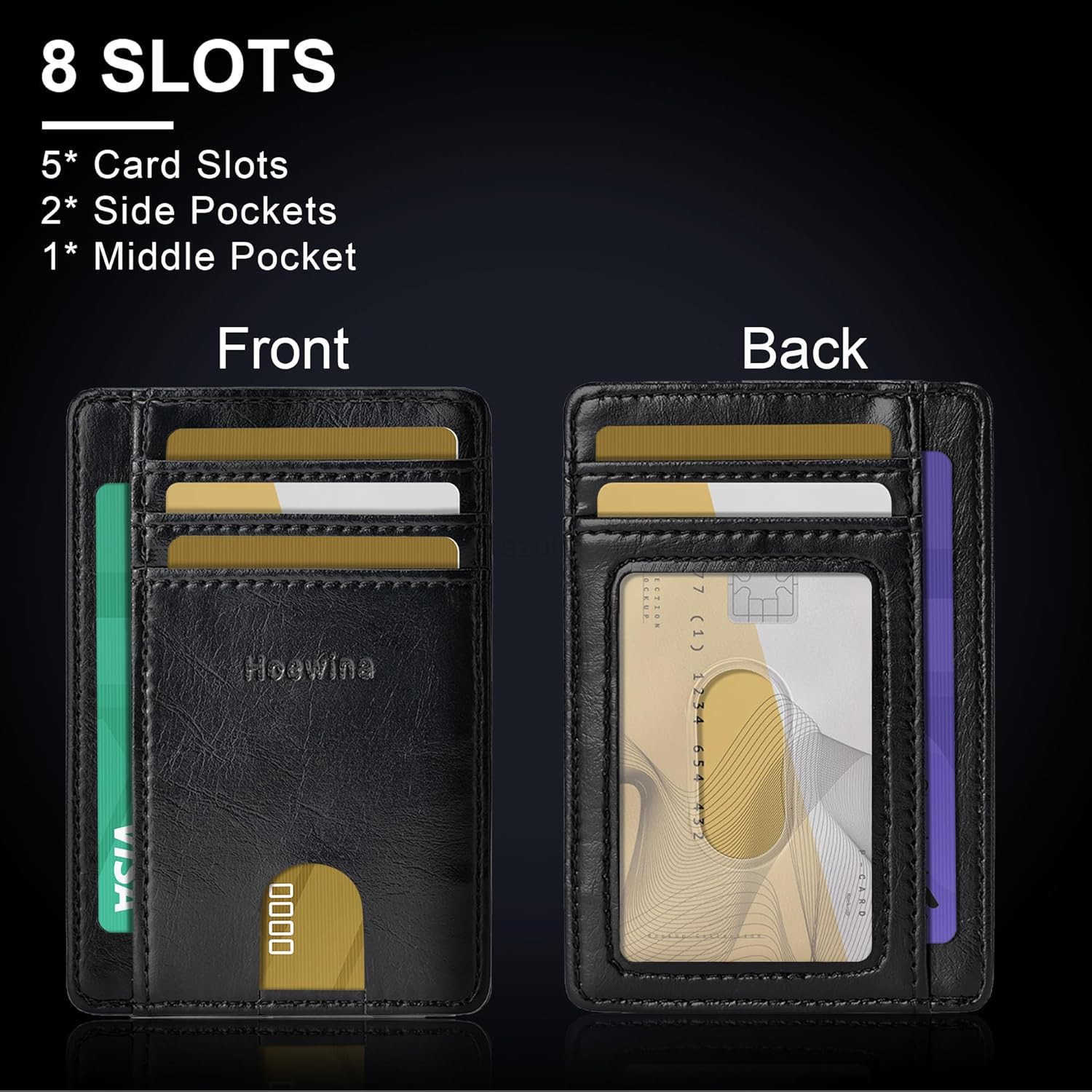 Slim Wallet for Men CARD Holder Wallet Minimalist Design RFID Blocking Front Pocket Leather Thin Wallet for Men and WomenBlack Z250906