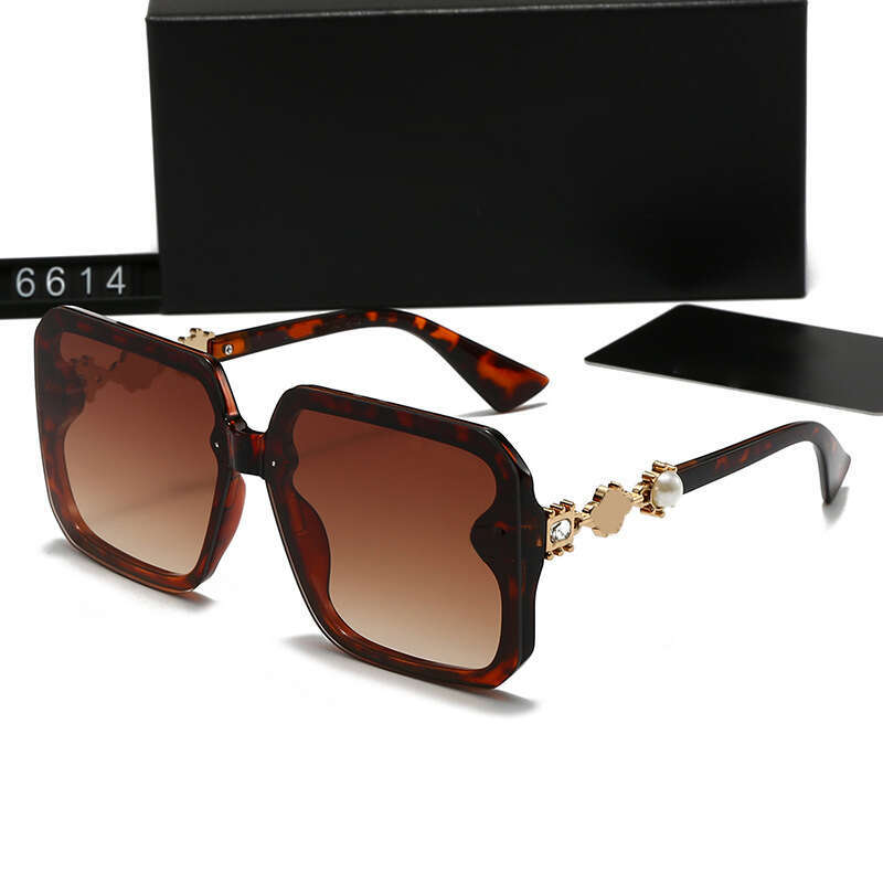 New Women's Large Frame Butterfly with Double Pearl Letters Internet Celebrity Sunglasses CH6614 d8e