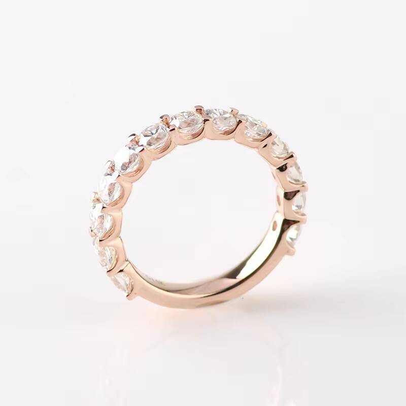 Simple Design Eternity 14k Rose Gold Engagement Ring Band with 3x3 Cushion Cut Moissanite Diamond
