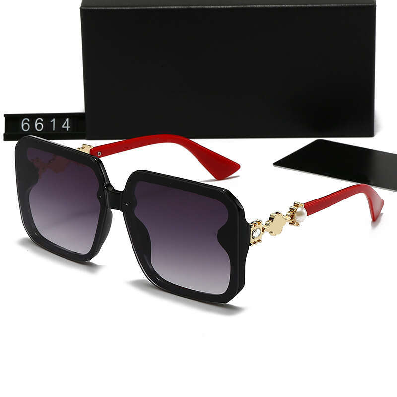 New Women's Large Frame Butterfly with Double Pearl Letters Internet Celebrity Sunglasses CH6614 d8e