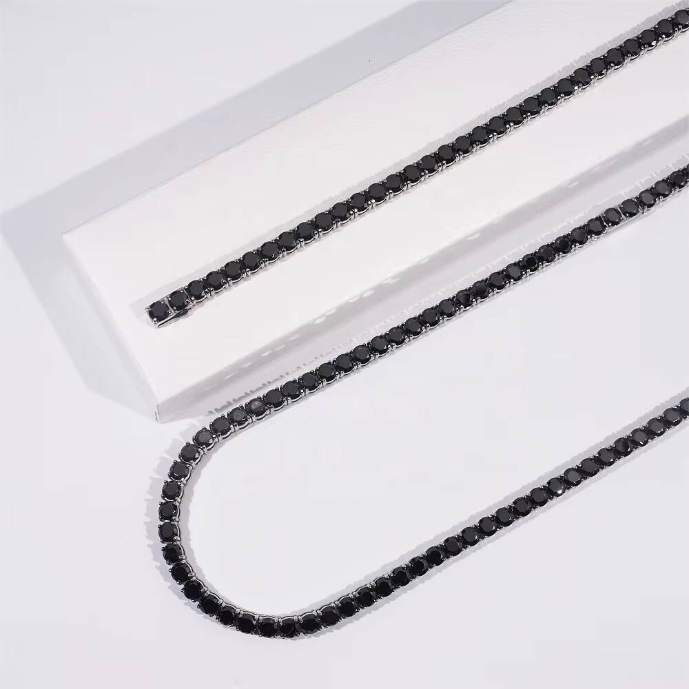 Ready to Ship 925 Silver Tennis Necklace VVS Moissanite Lab Diamond Hip Hop Iced Out Jewelry Fashion Tennis Bracelet Chain