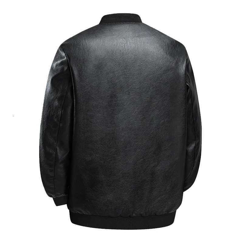 Mens Casual Leather Jackets Fashion Solid Color Collar Zipper Pocket Biker Clothing Bomber Motorcycle PU Jacket Plus Size 8XL W250906