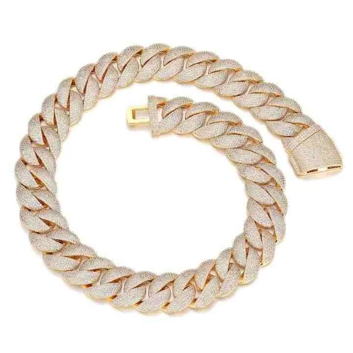 VOAINO Custom 14K 18k Gold 21mm 6 Rows Hip Hop Iced Out Diamond Necklace Cuban Link Chain for Men Women