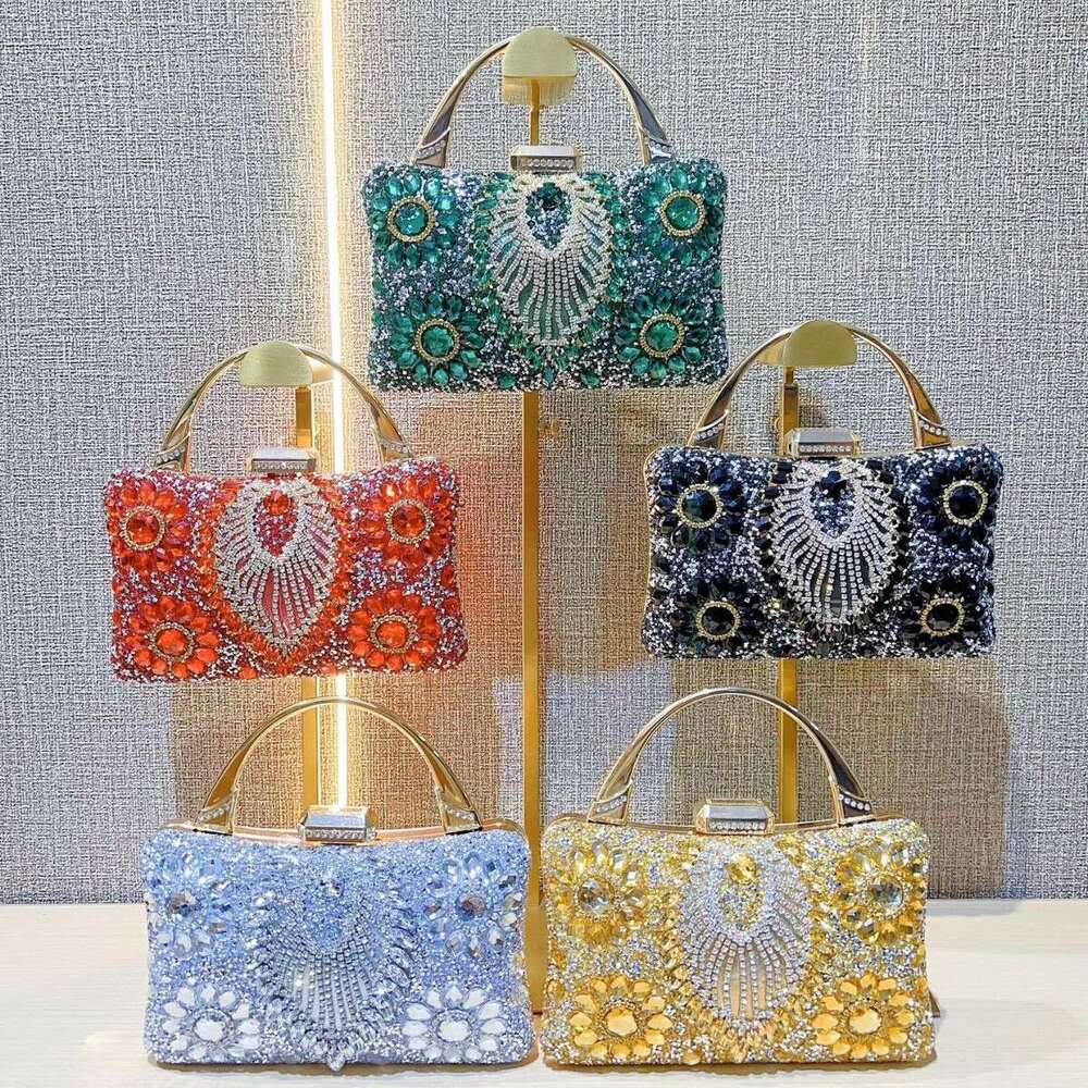 New Style Socialite Heavy Embroidered Diamond Evening Diamond-Encrusted Handbag for Women Wedding Banquet Matching Cheongsam Women's Bag