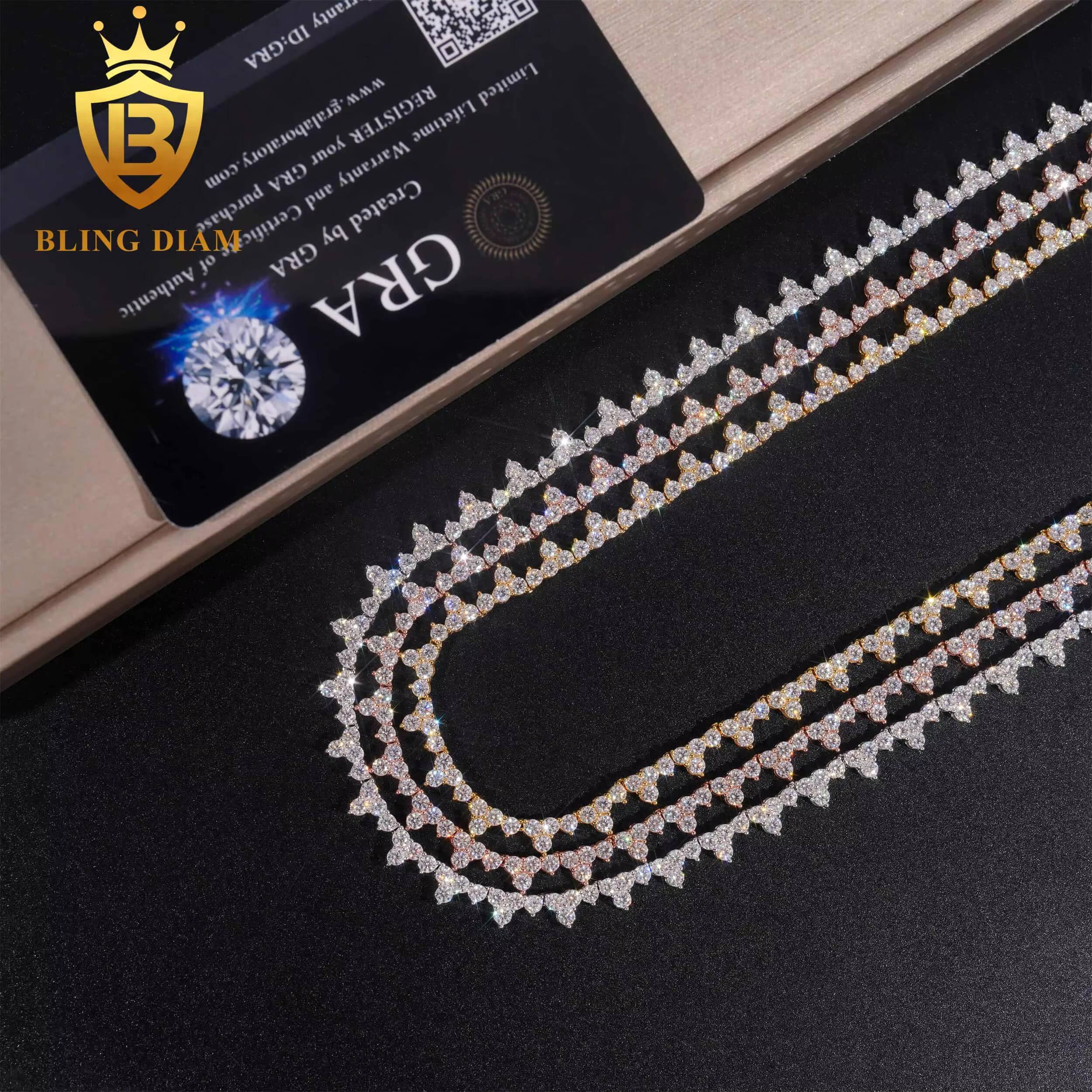 Factory Pass Diamond Tester 25mm Custom Necklace 925 Silver Vvs Moissanite Hip Hop Iced Out Tennis Link Chain