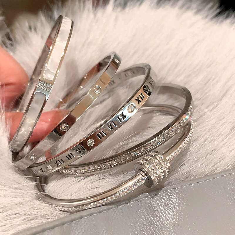 DH collections: High - end White Mother - of - Pearl Bracelets for Women - Sparkling Diamond - set Stainless - steel Jewelry