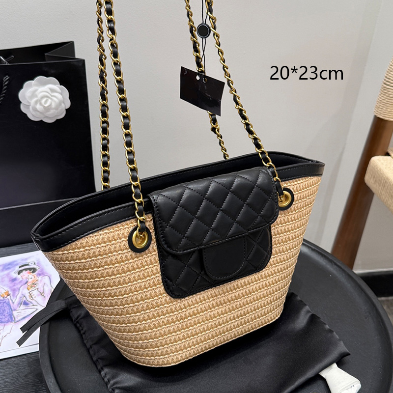 Causal Underarm Designer Bag For Women Leather And Straw Woven Patchwork Luxury Bag Mini Small Daily Shopping Casual Tote Bags