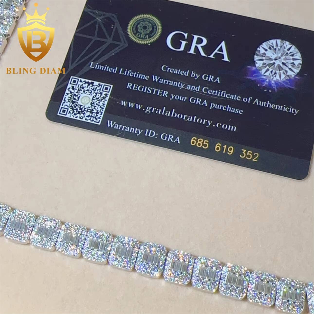 8mm Hip Hop Jewelry Iced Out Moissanite Diamond Sterling Silver 925 Cuban Link Chain Lab Grow Diamond Necklace