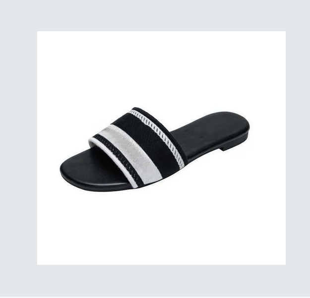 Slippers Women Sandal Summer Stripe Slipper Slider women ladie flip flop Embroidery Double Mule