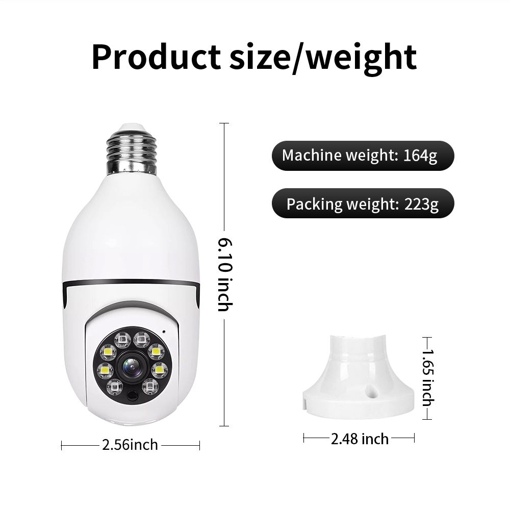 E27 Lamp Socket Bulb Camera Dual Light Full Color 360 Degree Wireless Home Remote Intelligent HD Surveillance Camera
