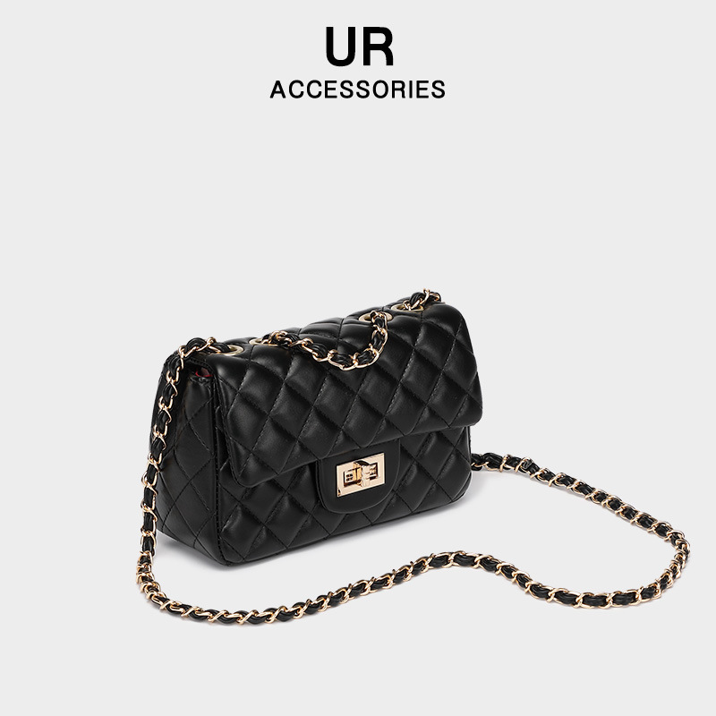 Small Fragrant Style Light Texture, Dia Grid Single Shoulder Square Fat Bag, Women's 2025 New Fashionable Crossbody Chain Bag fashion