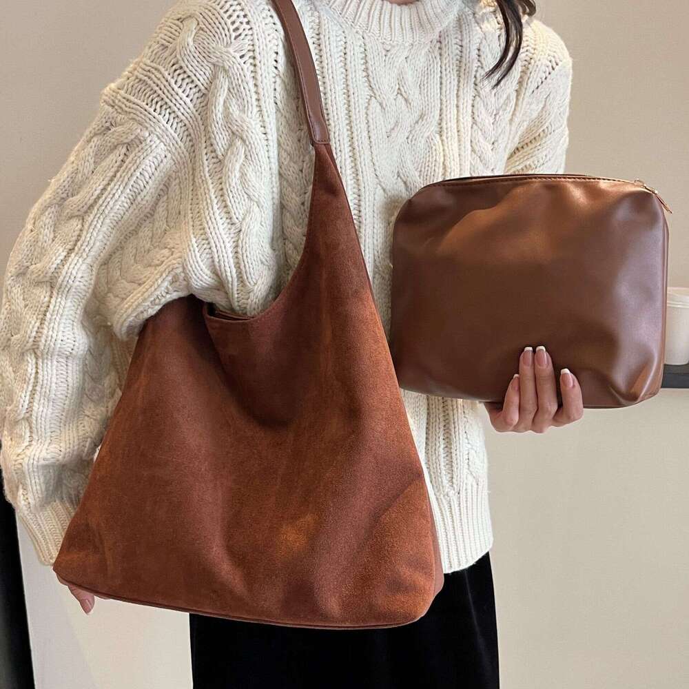 Frosted for Women 2025 New Autumn Winter Shoulder Fashionable Texture Commuter Large Capacity Tote Bag