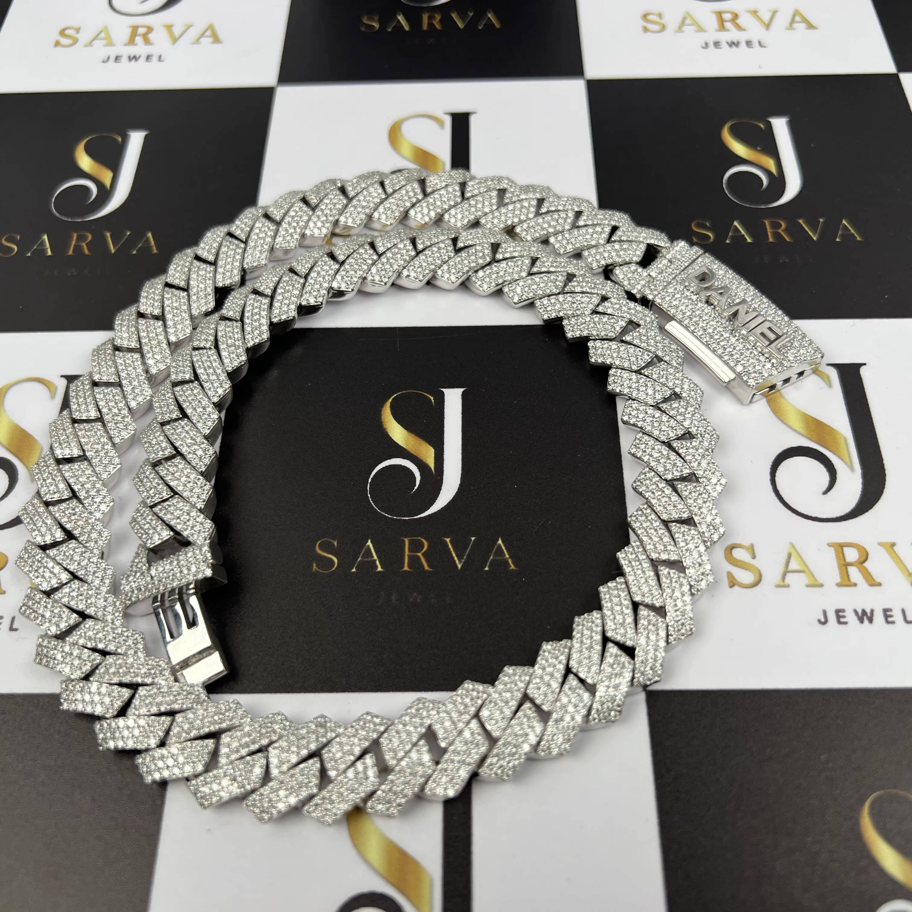 VVS Moissanite 925 Silver Heavy Thick Necklace Chains 20mm Big Stone Cuban Link Chain IGI Iced Out Hip Hop Fine Jewelry for Men