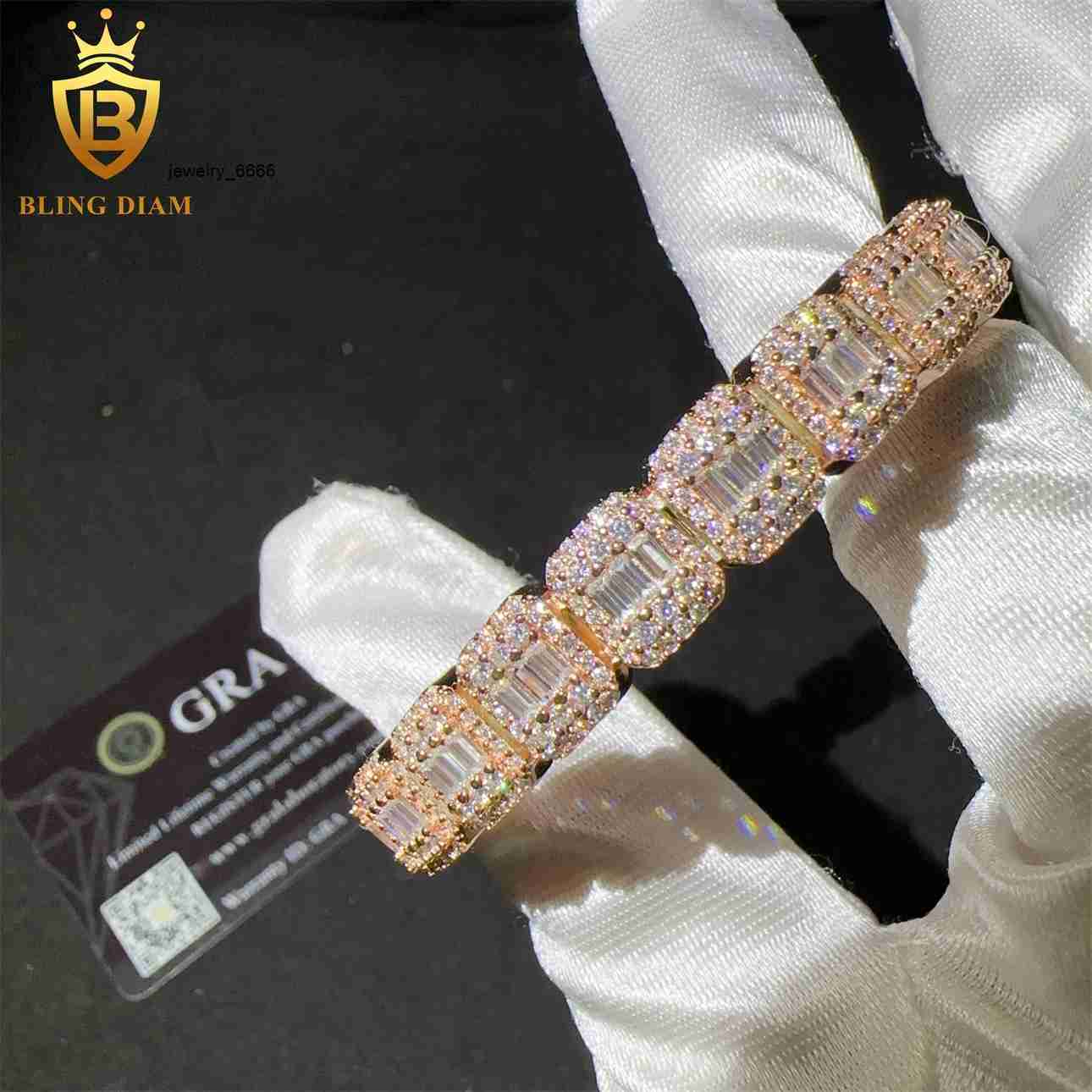 D Color VVS Moissanite Diamond Sterling Silver 925 9MM Lab Grown Diamond Bracelet Moissanite Cuban Link Bracelet