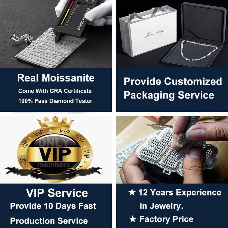 Fine Jewelry Custom Big Guy 28mm 925 Sterling Silver Bagutte VVS Moissanite Diamond Cuban Link Chain Necklace With Letter