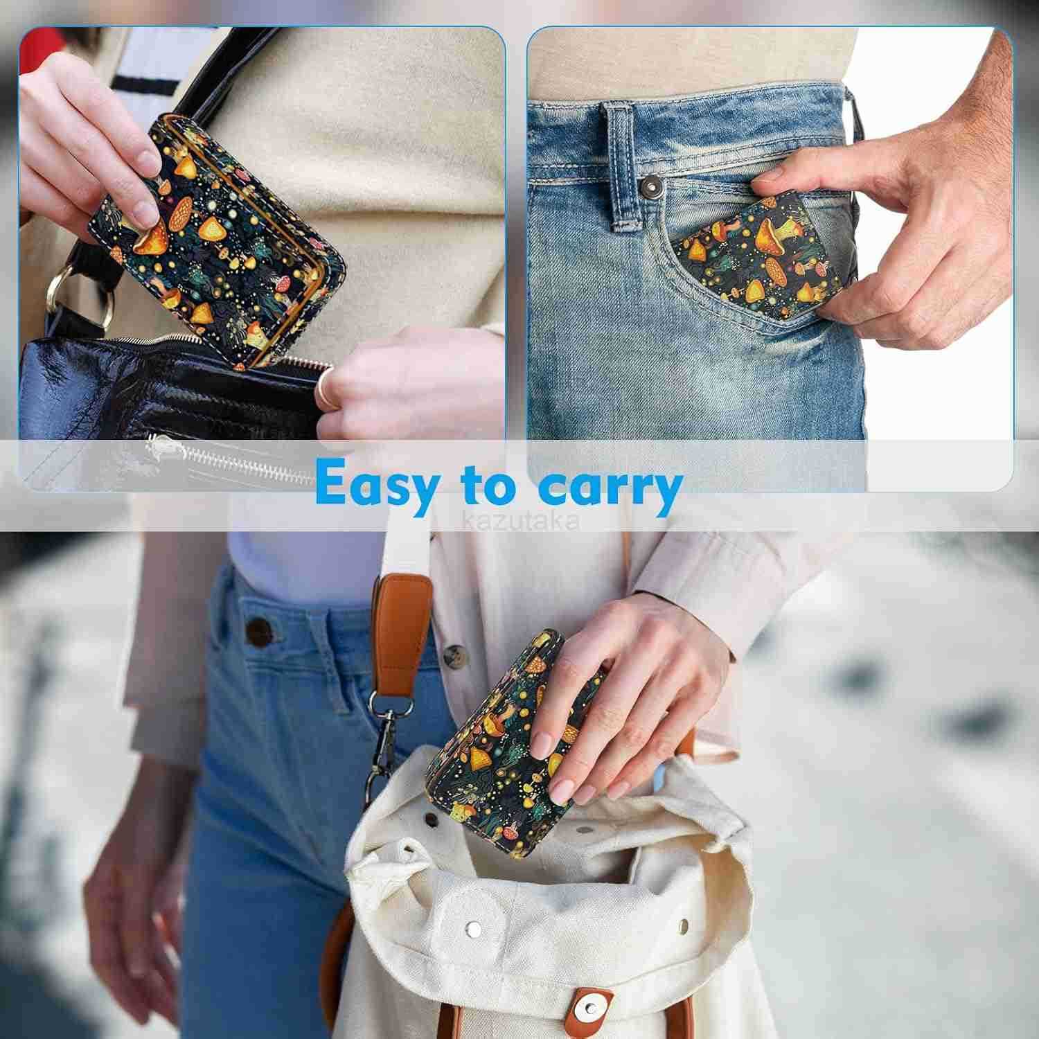 Card Holder PU Leather Printing Business Card Case Pocket with Magnetic Shut Portable Business Card Carrier Holder for Women or Men Mushroom Z250906