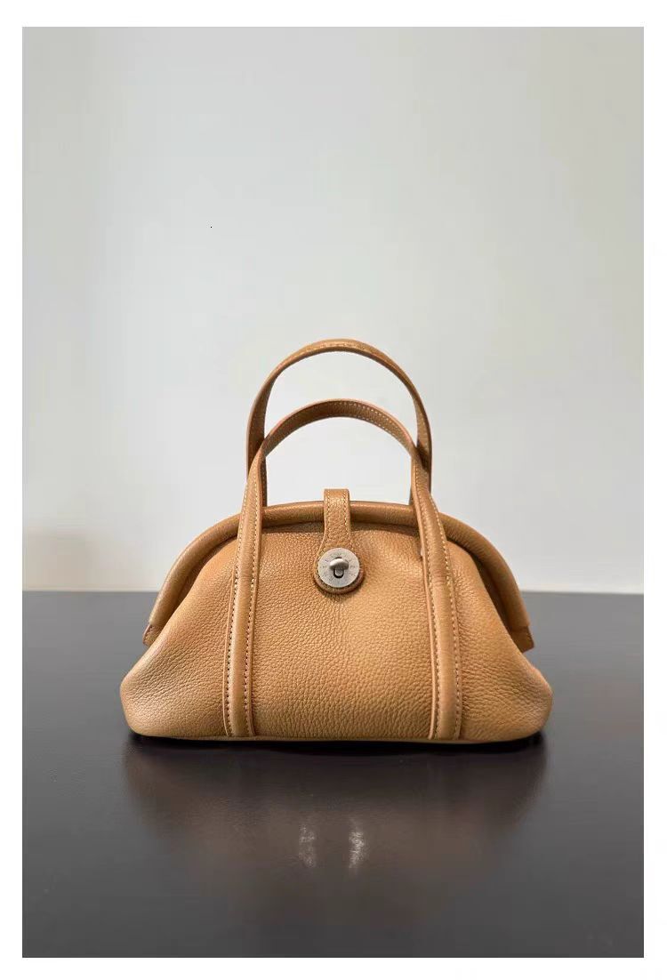 new leather clip catfish bag luxury bag one layer cowhide shell bag shoulder bag designer bag dumpling bag leisure shoulder bag