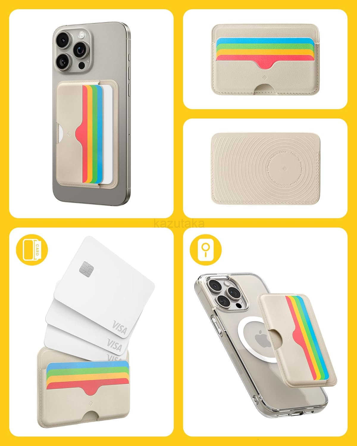 Folder Pop Builtin Magnet NonSlip Silicone pad Vegan Leather Wallet Magnetic Card Holder Sleeve Compatible with Magsafe for iPhone 16 15 14 13 12 Seri