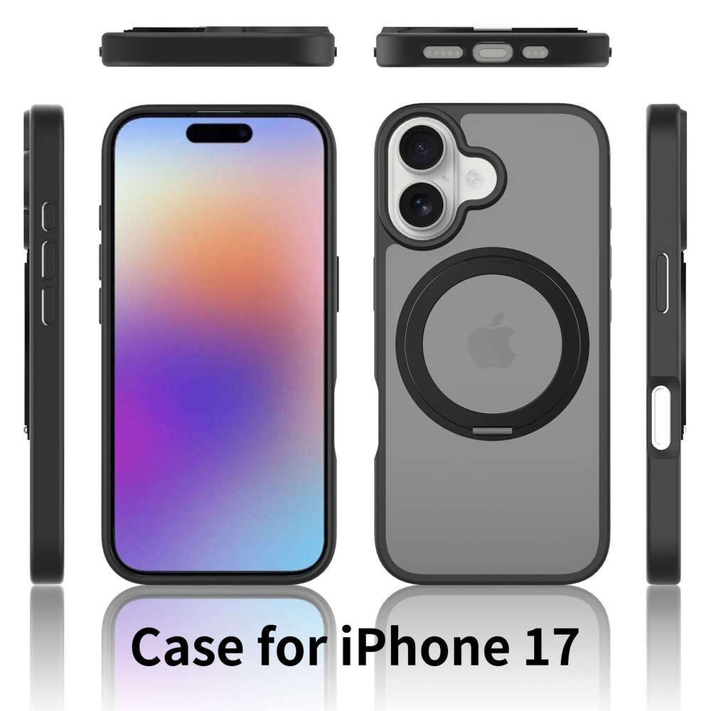 DHelectronics Apple 17 with Stand 360 Rotation iPhone 16 Pro Magnetic Anti-Fingerprint Skin Feel Phone Case