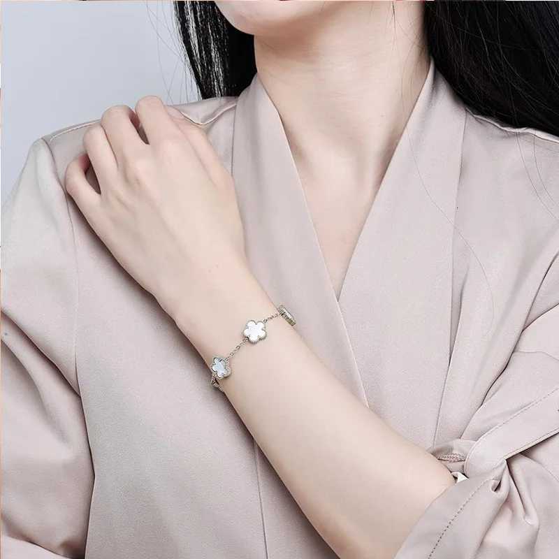 Clover Bracelet for Women Girls 14K Gold Silver Plated Stainless Steel Five Leaf Flower Dainty Lucky Link Bracelets Jewelry S250906