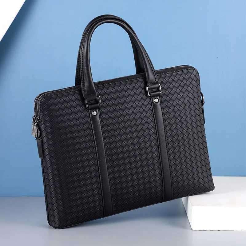 SEMALAYA New mens briefcase single shoulder crossbody woven double casual Korean tide computer portable mens bag wholesale Z250906