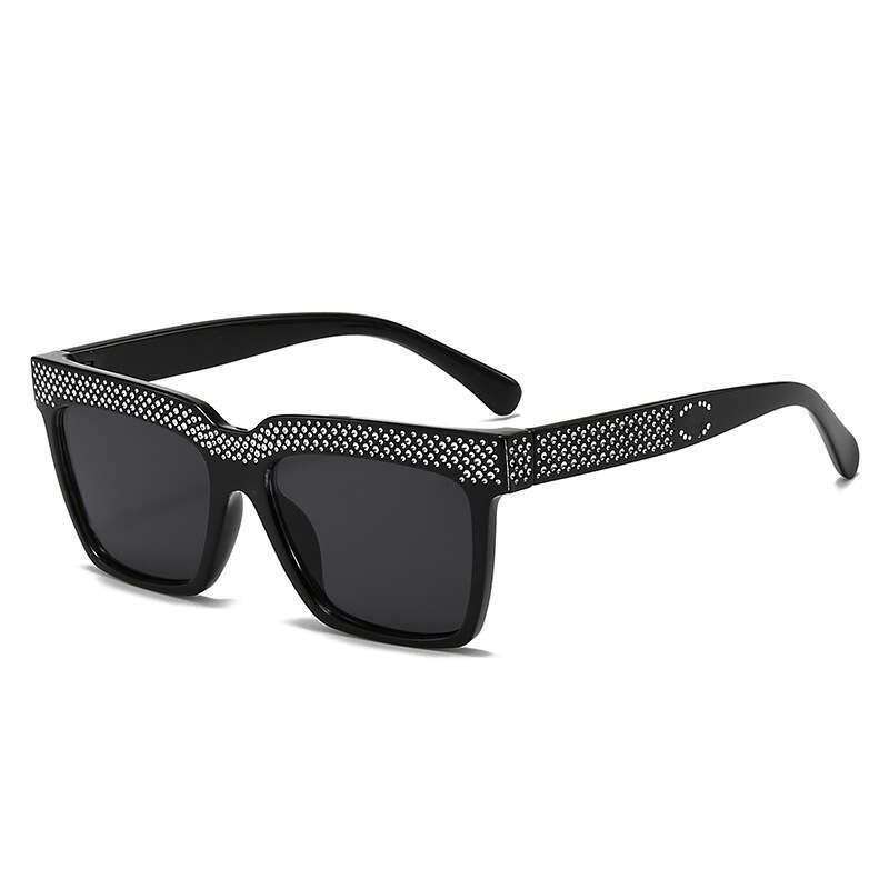 New Trendy Women, Square Large Frame with Rhinestones, Fashionable Sunglasses for Men, Versatile Glasses 9119 c8f